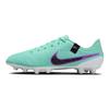 Nike Tiempo Legend 10 Низкие Бутсы на Шнуровке для Грунта (Резиновые короткие шипы) Мужские футбольные бутсы с искусственным газоном фиолетово-зеленые DV4339-300