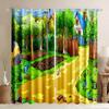 Safari Animals Window Curtain Cartoon Jungle Forest Print Curtains Home Decor Drape for Baby Children Bedroom Livingroom