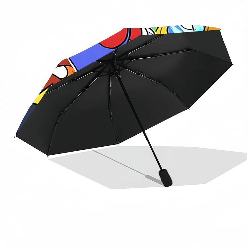 1pc Colorful Journey Super Mario Adventure Automatic 3-Fold Cartoon Practical Umbrella Design, Cute Cartoon Pattern, Portable Outdoor Umbrella, Perfec
