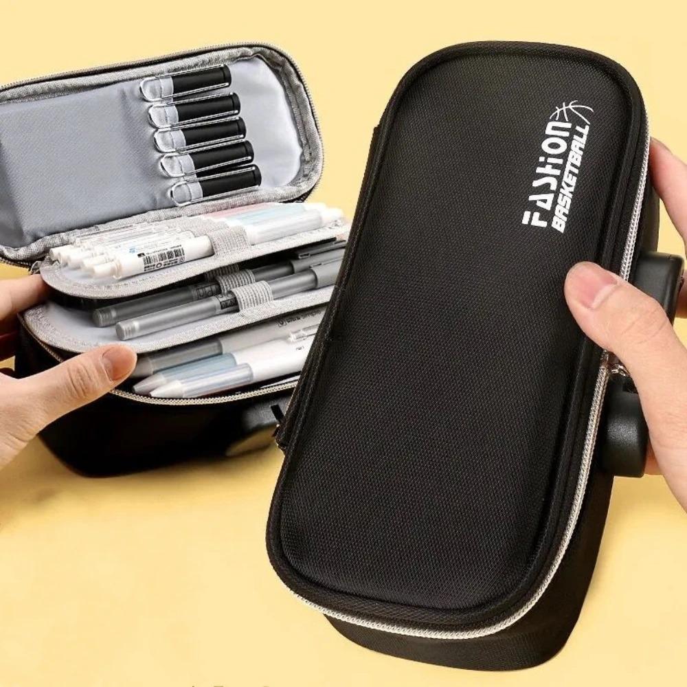 Portable Password Lock Pencil Case Boy Canvas Pencil Bag Large Capacity Pencil Cases Student Stationery Bag Kids Pen Case Gifts