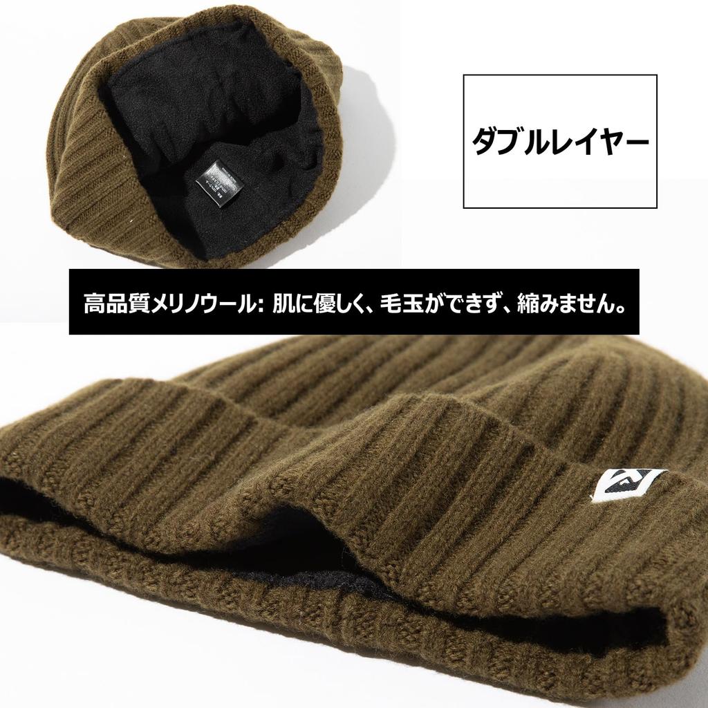 Army Green Winter Beanie Merino Wool Fleece Lined Knit Cap for Big Heads Warm Hat for Men and Women Cold Weather [TOP-EX] XL/XXL 100%