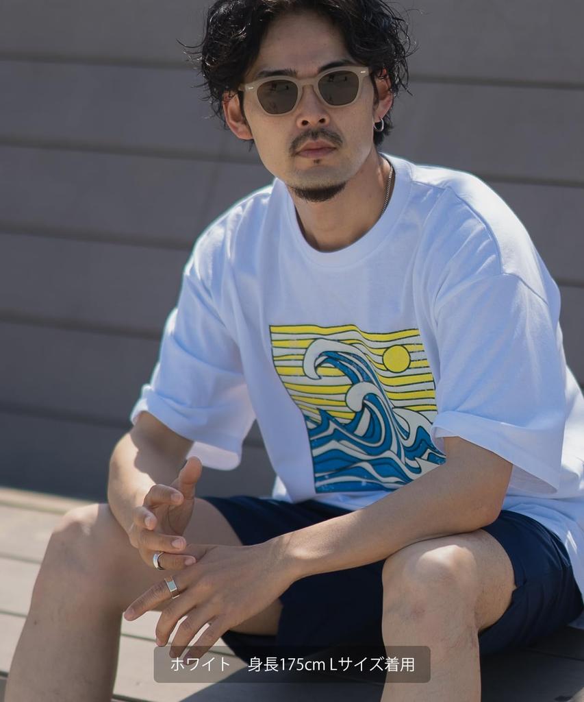 IMPROMES Casual SIDEWAYSTANCE Men's Wave Short Sleeve T-Shirt, White