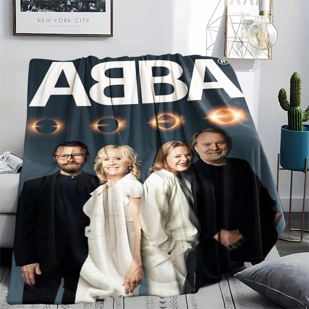 1 шт. Фланелевое одеяло с принтом ABBA, Высококачественное, Удобное для всех сезонов, Домашний декор, Тепло и комфорт, Идеально для рождественских подарков04