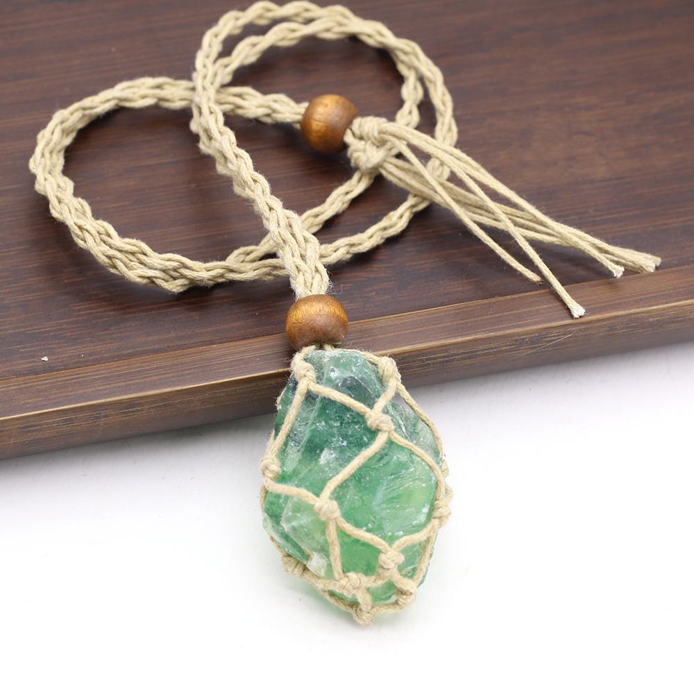 Женское ожерелье натуральный оригинальный камень сетчатый пакет нерегулярный кулон плетеная веревка подвески унисекс любовь романтическая подарочная цепочка 50 см