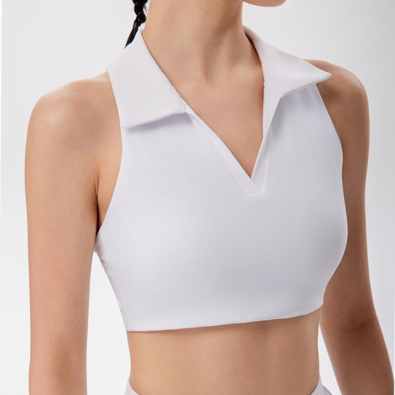 Womens Tennis Polo Set Detachable Padded Tank Top Pleated Skirt Sportswear