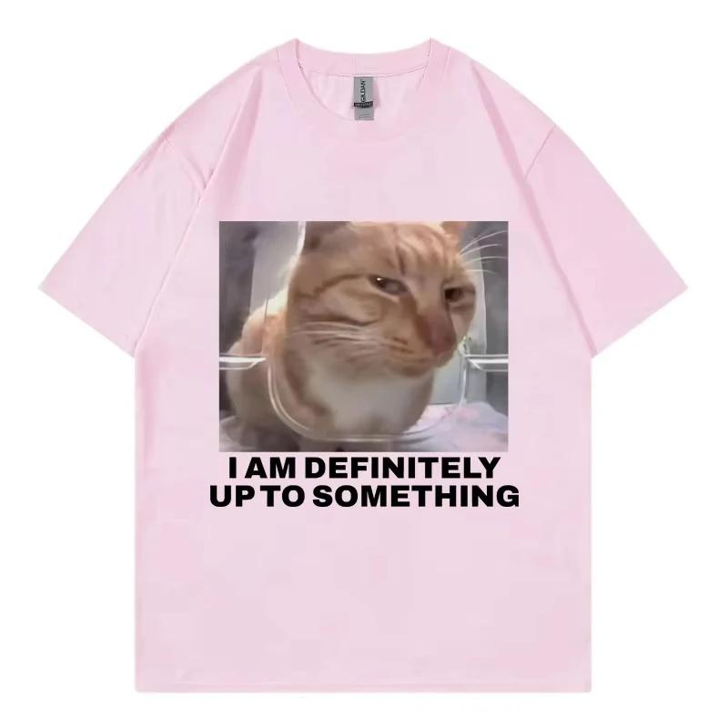 Soy definitivamente hasta algo divertido gato Meme camiseta moda de venta al por menor tendencia mujer Casual Harajuku manga