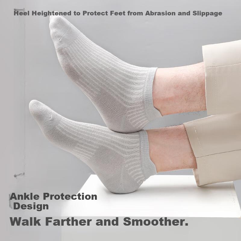 LangSha Men's Socks, Summer Short Socks, 100% Pure Cotton, Comfortable And Breathable, Ear-Loop Boat Socks, Casual Socks, Style Three
