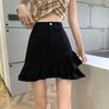 Джинсовая юбка женская плиссированная черная трапециевидной формы Y2k панк японская готическая белая корейская модная сексуальная мини-юбка летняя джинсовая юбка с рюшами