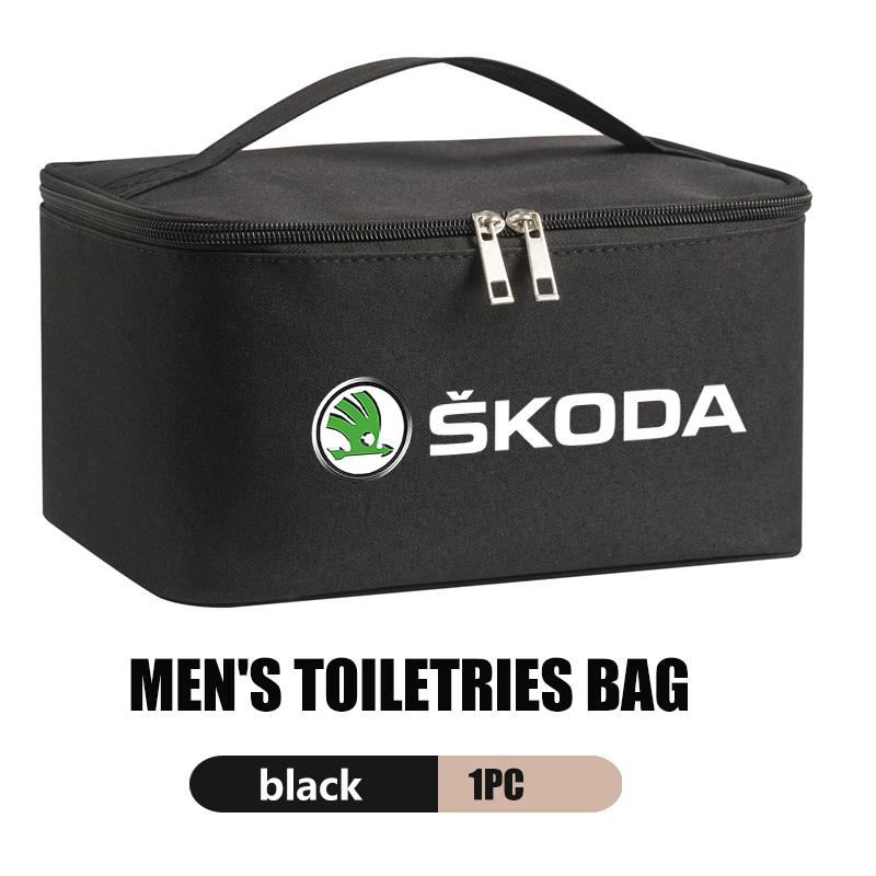 AAABS1 Large Capacity Car Logo Toiletry Bag Travel Storage Box Auto Accessories For Skoda Fabia Kamiq Superb Scala Enyaq-iV MK3 VisionS