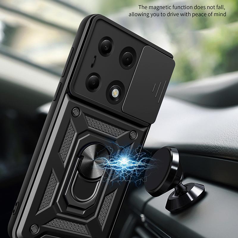 Противоударный бронированный чехол для Xiaomi Redmi Note 13 4G/5G Pro Plus Poco X6 с автомобильным магнитным держателем для кольца, защитный чехол для телефона