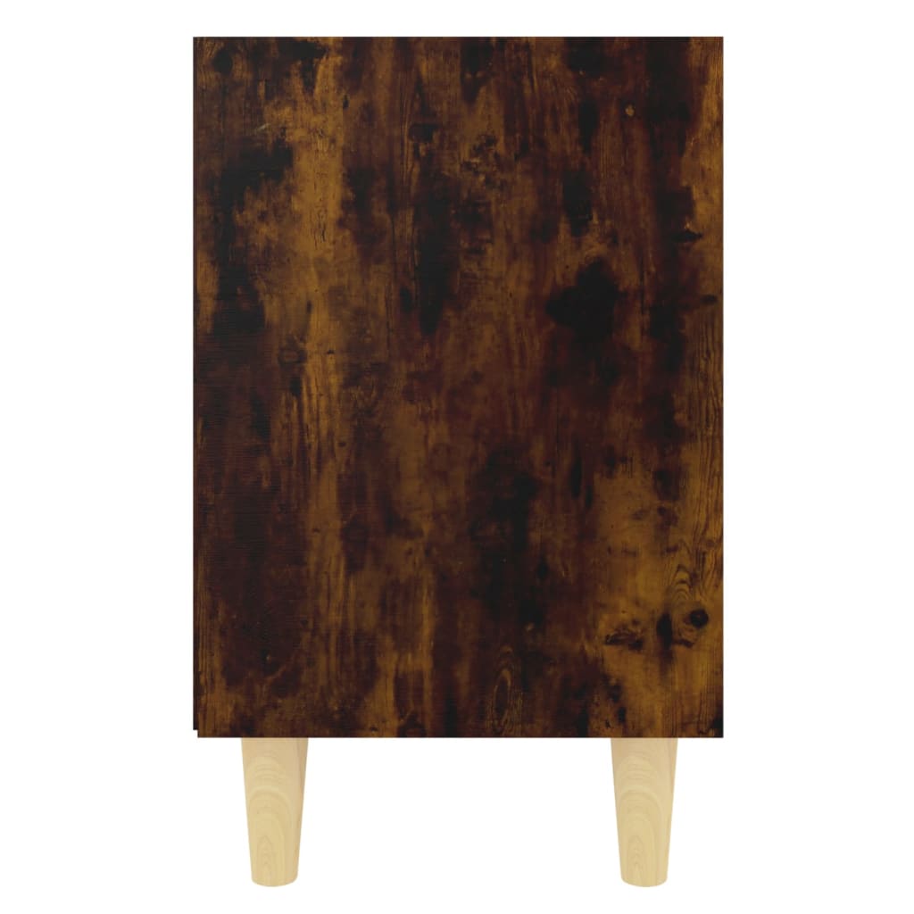 Nightstand with Solid Wood Legs Smoked Oak Finish 40 x 30 x 50 cm