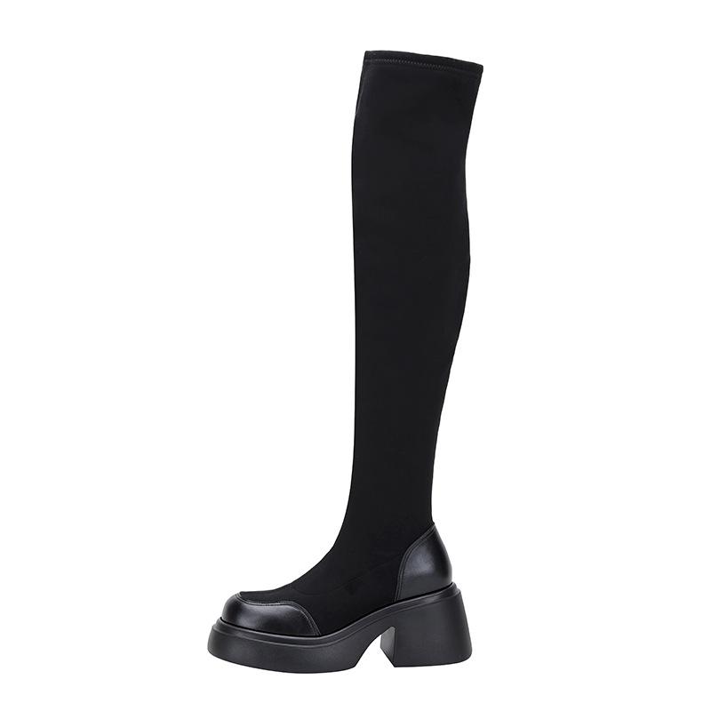 Over-knee Boots Women's 2025 Autumn and Winter New High Boots Elastic Boots Women's Shoes Knight Boots Thick Leg Heel Boots