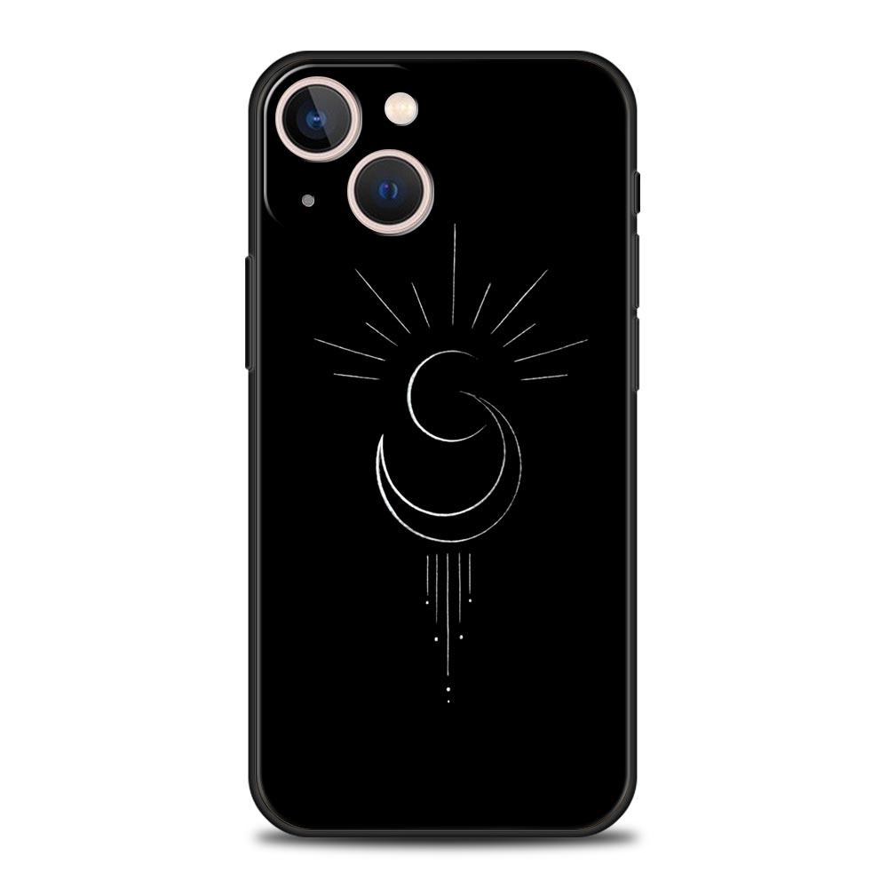 Couple Black and White Love Sun Moon Luxury Phone Case For iPhone 13 15 14 12 11 Pro MAX XR X SE XS 7 8 Plus Silicone Cover