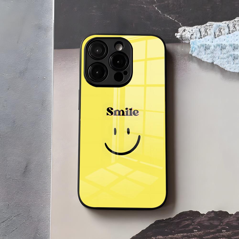 Аниме Чехол для телефона с улыбкой для IPhone 17 Air 16 E Pro Max 15 14 13 Mini 12 Pro 11 Max Plus Черный Стеклянный Чехол
