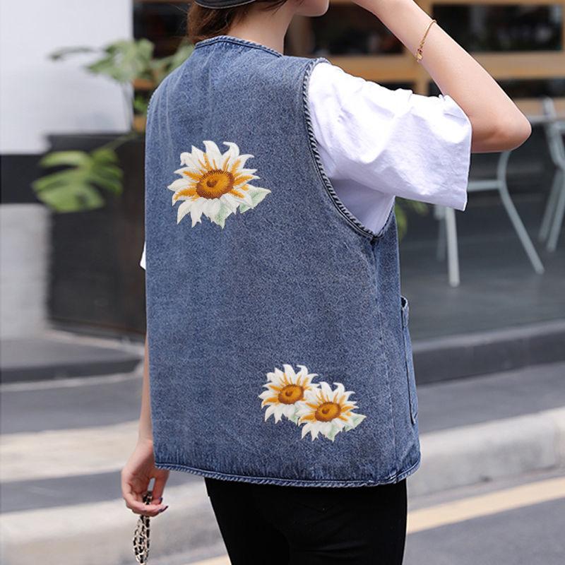 3 шт. нашивки с подсолнухом разных размеров, тканевые аппликации, сделай сам, пришивные, 3-цветная вышивка, для украшения одежды, шляп, джинсов, сумок