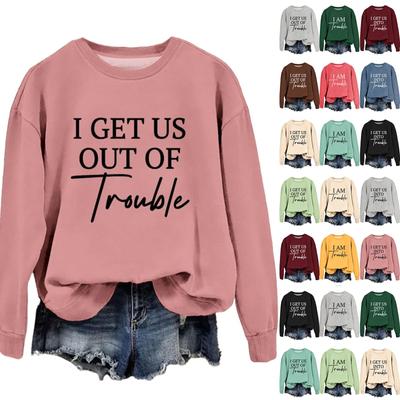 Женская модная повседневная толстовка с круглым вырезом и принтом I AM Trouble с длинными рукавами
