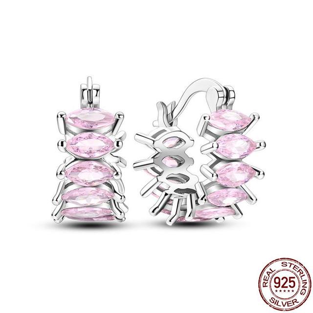 100% настоящие серьги из серебра 925 пробы, снежинка, циркон, в форме сердца, золото, розовое золото, циркон, ювелирные изделия, сверкающий кулон-обруч