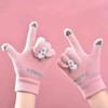 Winter Plush Gloves, Cycling Knitted Gloves, Autumn and Winter Cute Girls' Cold Resistant Gloves, Touch Screen Warm Gloves