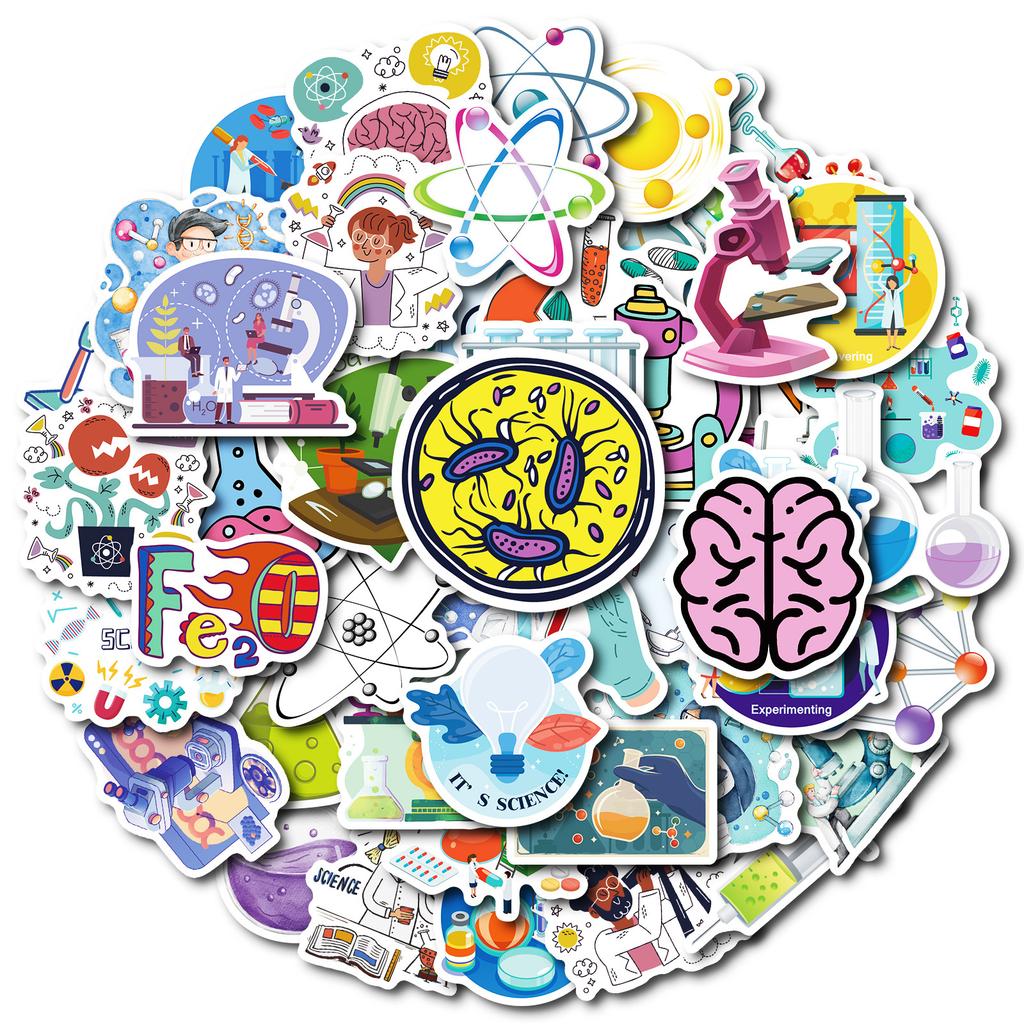 50 Boutique Lab Cartoon Graffiti Collection Stickers Diy Children'S Enlightenment Creative Decoration Waterproof Stickers