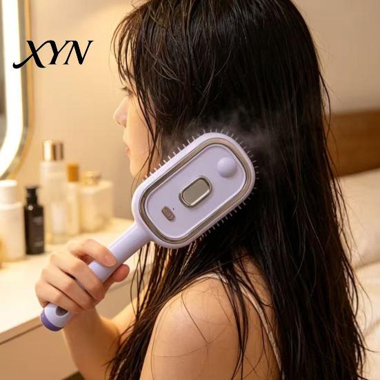 Fine Steam Output Brush Electric with Essence & Measuring Cup, Rechargeable Anti-Static Scalp Massaging Comb Massager Spray Brush, Frizz Control Hair