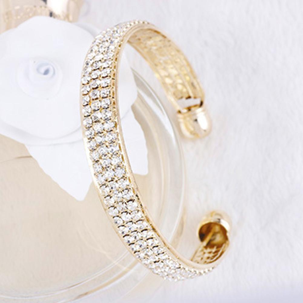 Женщины горный хрусталь белый кубический открытый браслет-манжета браслет ювелирные изделия Bling