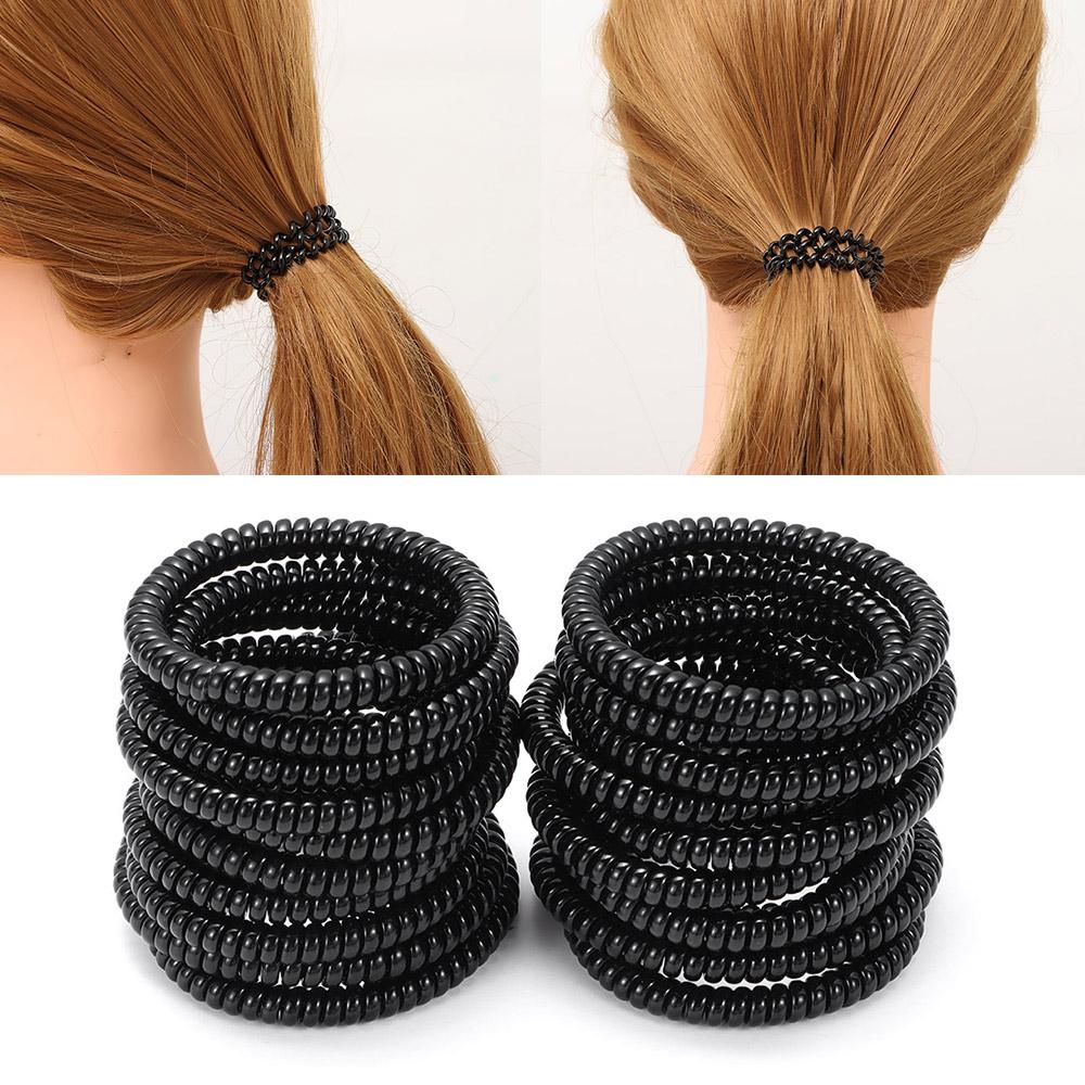 20pcs Women Super Thin Girls Telephone Wire Rubber Hair Ropes Ponytail Holder