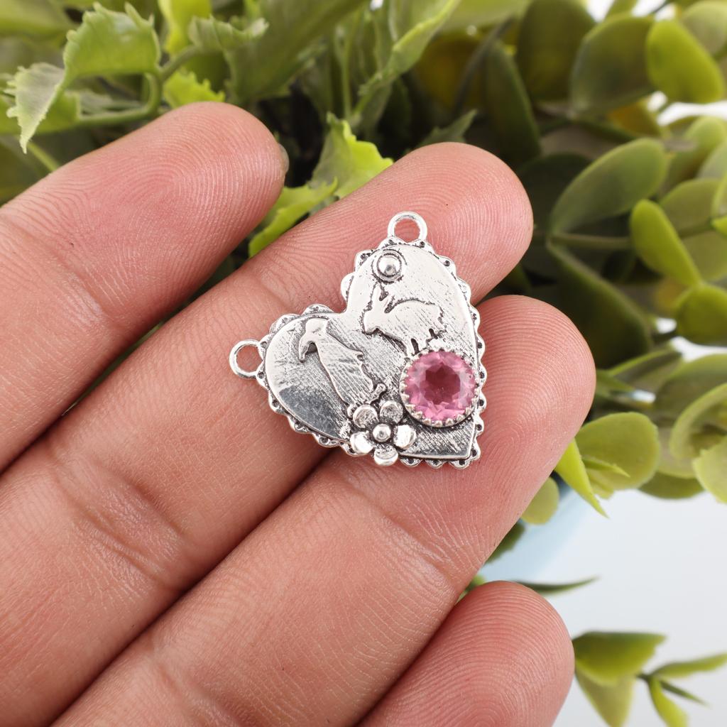 Ювелирные изделия с розовым турмалином, кулон из цельного серебра 925 пробы с драгоценными камнями, украшения ручной работы, на День памяти