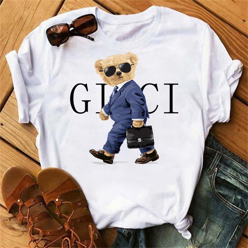 Одежда женская летняя футболка с принтом модные повседневные футболки Golf Bear с надписью 90-х годов тренд милые женские с коротким рукавом женская графика