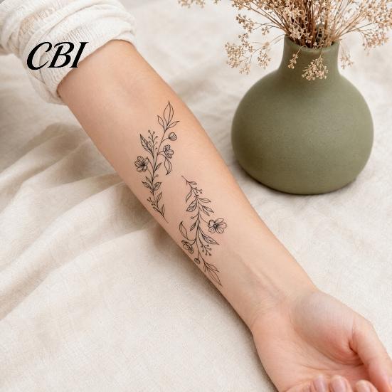 Temporary Arm Tattoos 1 Sheet Tattoo Stickers, Waterproof Flowers Leaves Tattoos, Safe for Skin Fake Shoulder Legs Back Men Women Non-toxic