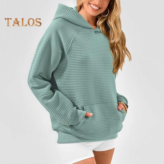 Осень-зима Женская толстовка с капюшоном, свободная, с большим накладным карманом, однотонная, с капюшоном, эластичные манжеты, повседневная одежда, спортивная, на все случаи жизни