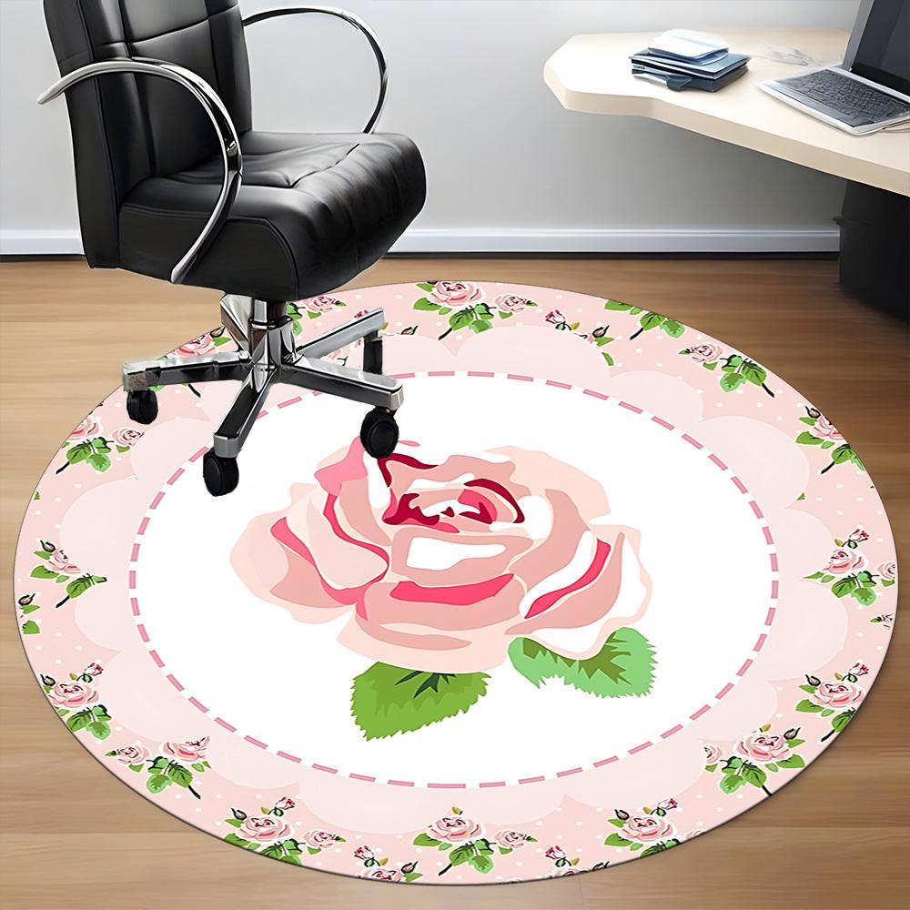 1pc Rose Garden Chair Carpet for Office, Non-slip, Soft and Durable Office Rug for  Decoration, Perfect for Office yy260325071