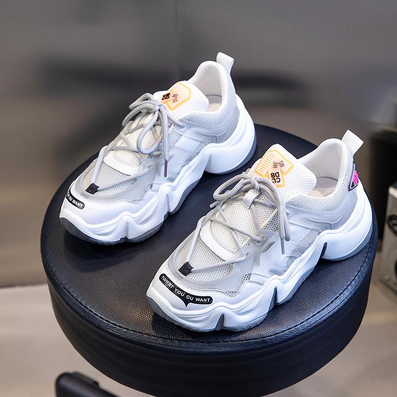 Summer 2025 Women's Shoes Korean Version Versatile Thick-soled Heightening Shoes Women's Casual Breathable Sports Shoes Women's Comfort