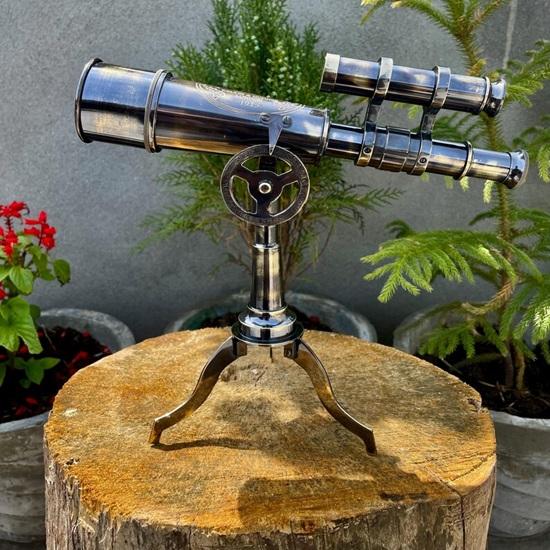 Brass Telescopic Tripod Barrel Adjustable Photography Stand, Steampunk Decor, Unique Home Gift