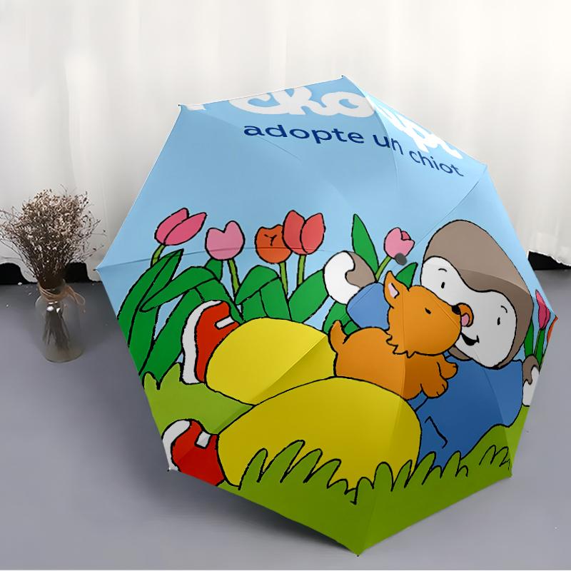 Складной зонт с принтом мультфильма T-T'choupi, для улицы, отдыха и путешествий, прочная ткань зонта, подарок на день рождения и праздник