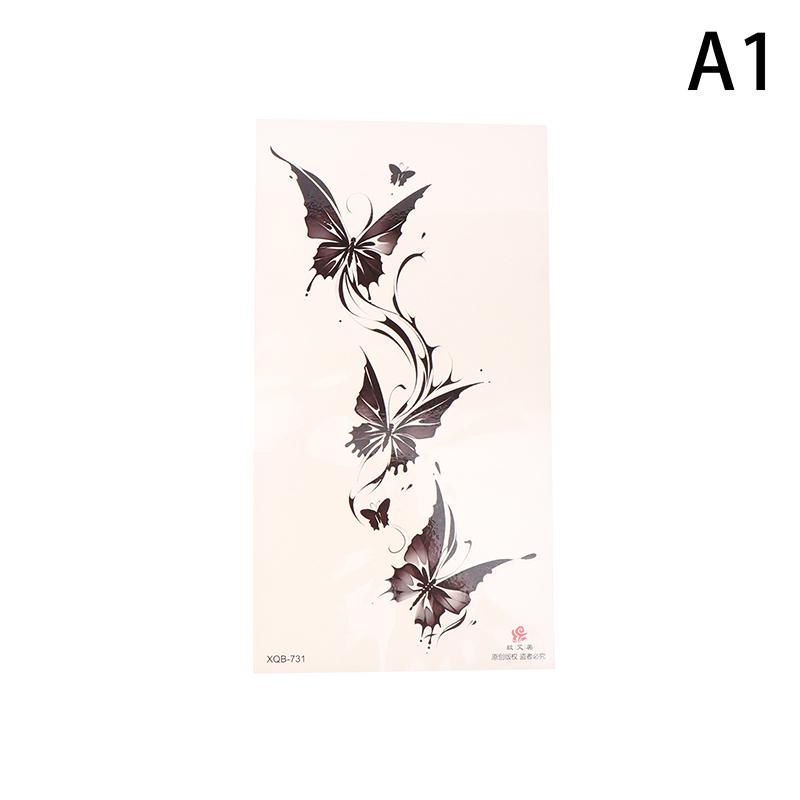 Черный цветок водонепроницаемый временный тату-стикер красота бабочка роза для женщин 3D флэш боди-арт руки моющиеся поддельные татуировки