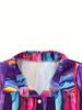 Plus Size Women's Colorful Tie Dye Print Button Down Shirt Long Sleeve Casual Loose Blouse Top,Loose Casual Blouse Daily