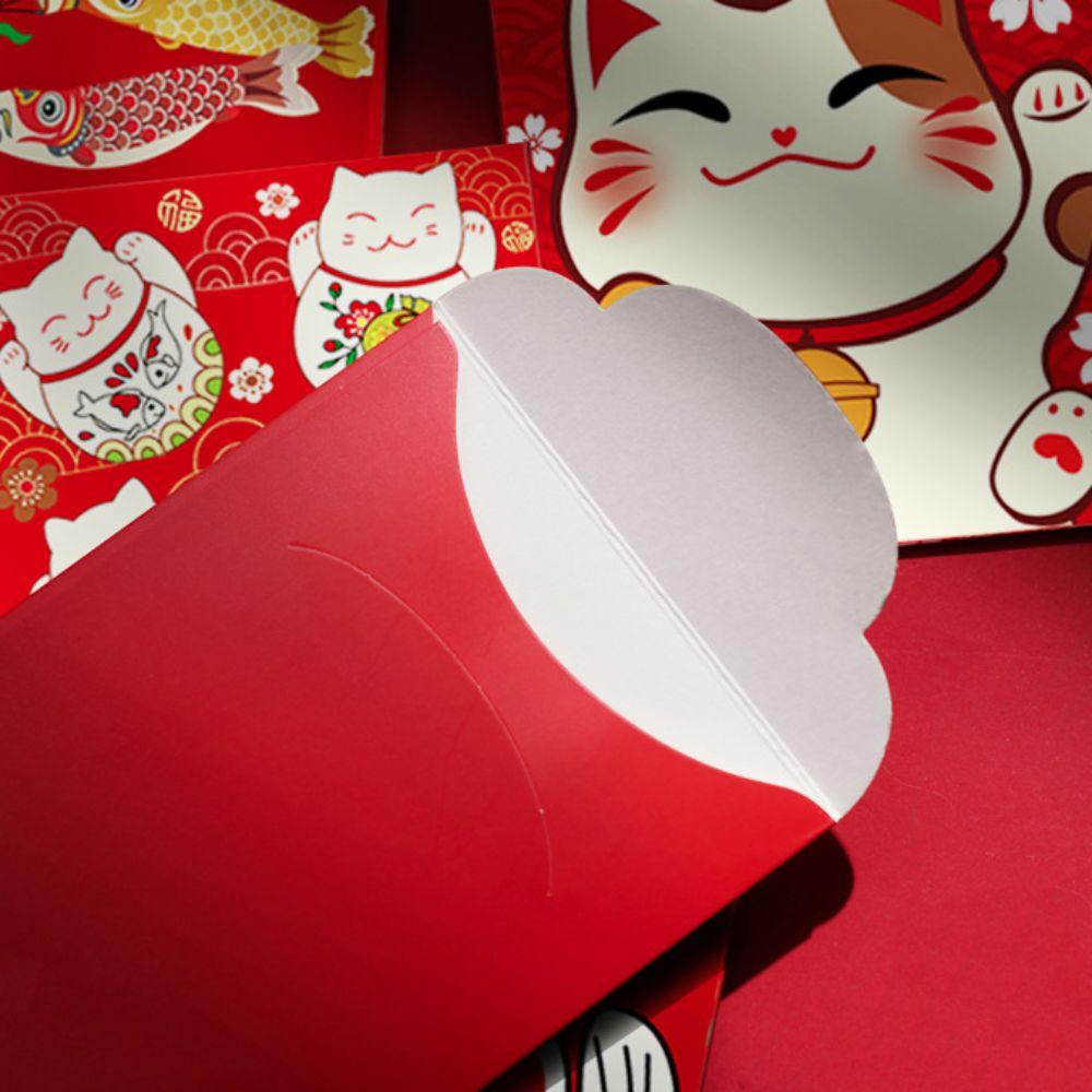 Universal Antiquity Lucky Cat Red Envelope Rectangular Colorful Red Packet Thickened HongBao Birthday