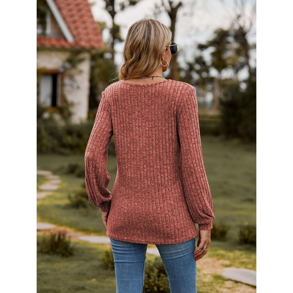 GMXIA Женская футболка с круглым вырезом Pit Strip, однотонная, матовая, с длинным рукавом и пришитыми пуговицами