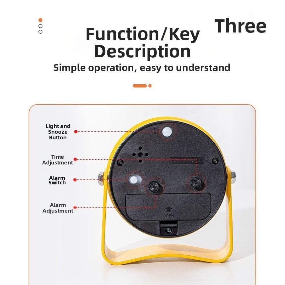 Creative Silent Mechanism Alarm Clock Rotating Bracket Loud Sound Desktop Clock with Night Light Electronic Clock Bedside Use