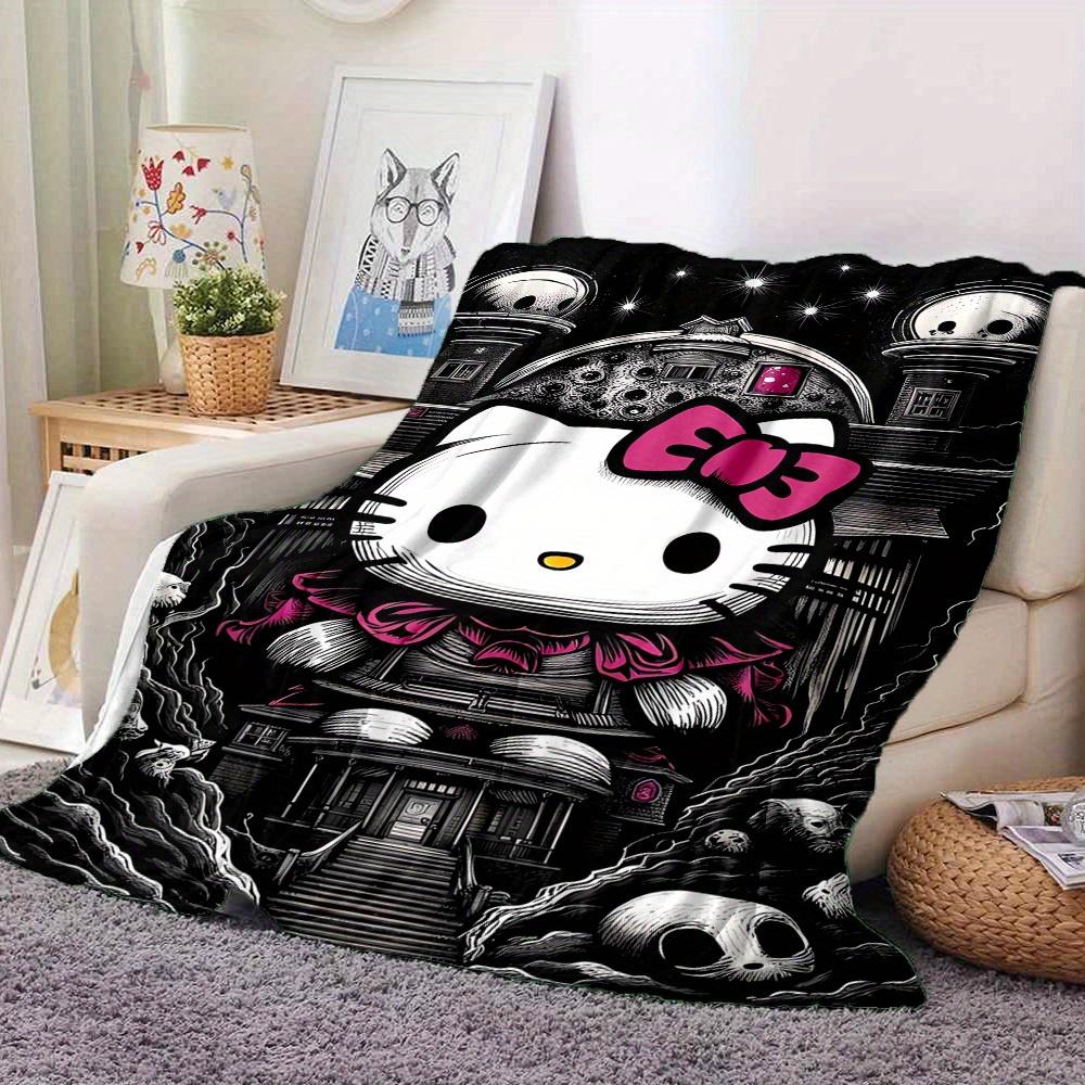 1pc HelloKitty, Gothic RV Blanket, Digital Printed Flannel Blanket, Multi-Purpose Four Seasons Hypoallergenic Quilt for Sofa, Bed, Office, P