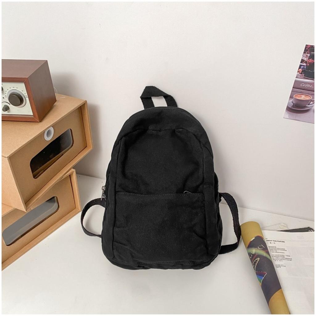New Style Japanese Solid Color Canvas Casual Backpack Retro Niche Simple Student Class