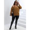 Women's Autumn and Winter Large Size Personality Strapless Woven Jumper V-neck Jumper