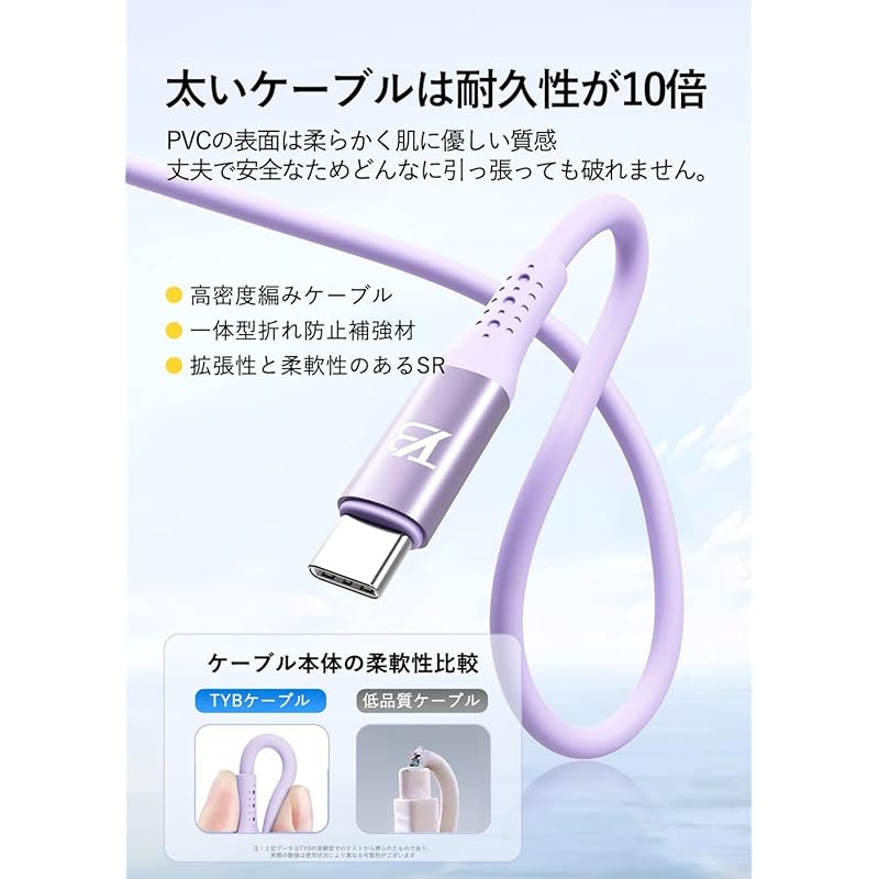 [TYB] Кабель для зарядки Type C, силиконовый кабель для зарядки Type-C, зарядка ноутбука, быстрая зарядка usb-c, высокоскоростная передача данных, силиконовый кабель для смартфона 1 м/2 м