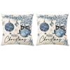 2Pcs Luxury Christmas Blue Cushion Cover Soft Snowman Pillow Shell  Pillow