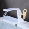 Bathroom Basin Faucet Hot and Cold Double Waterfall Faucet Gold/White Single Handle Deck Vanity Sink Mixer Water Taps BR5905