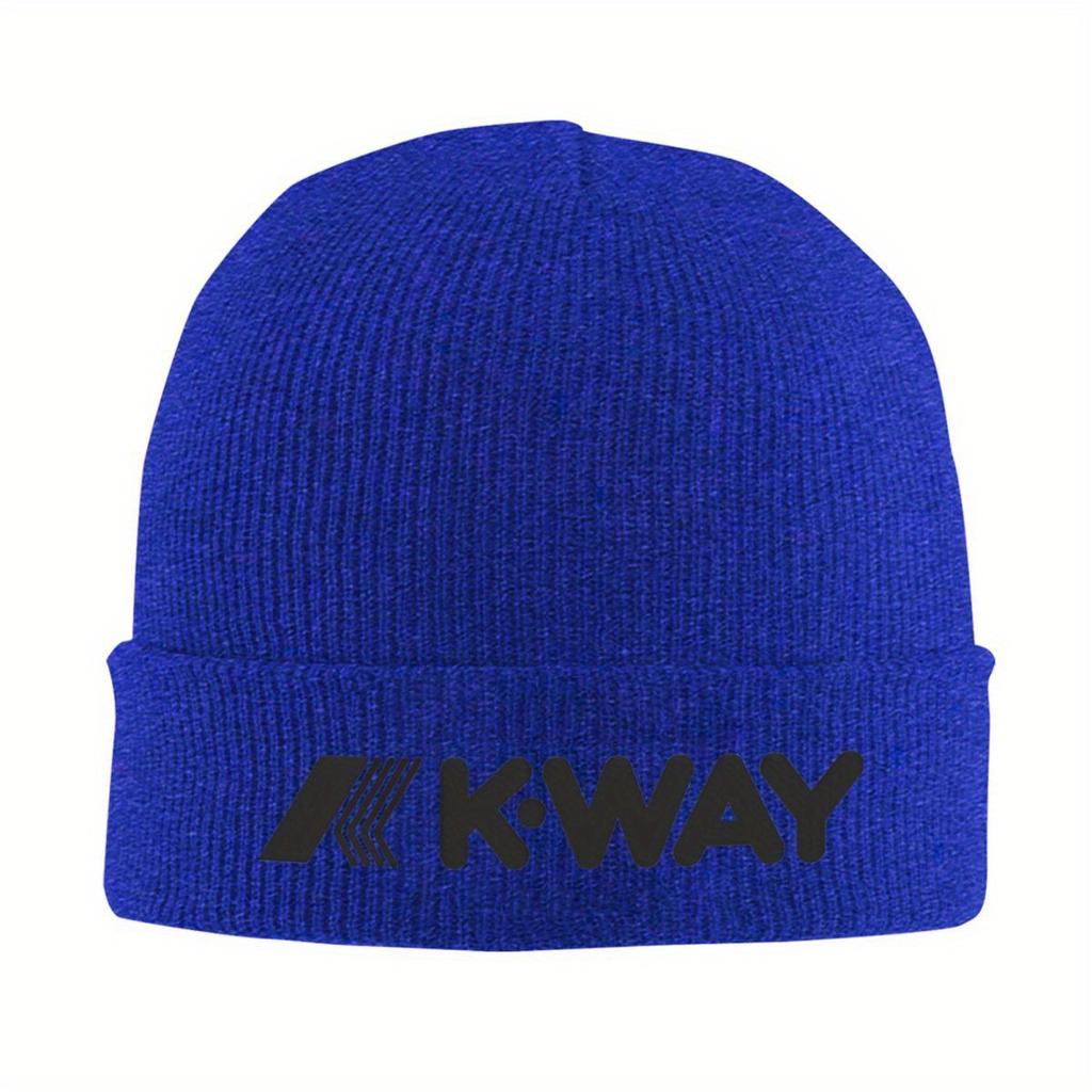 Черные вязаные шапки K-Way для женщин, унисекс, шапки-бини, зимняя шапка, акриловая, теплая, шапка-дыня