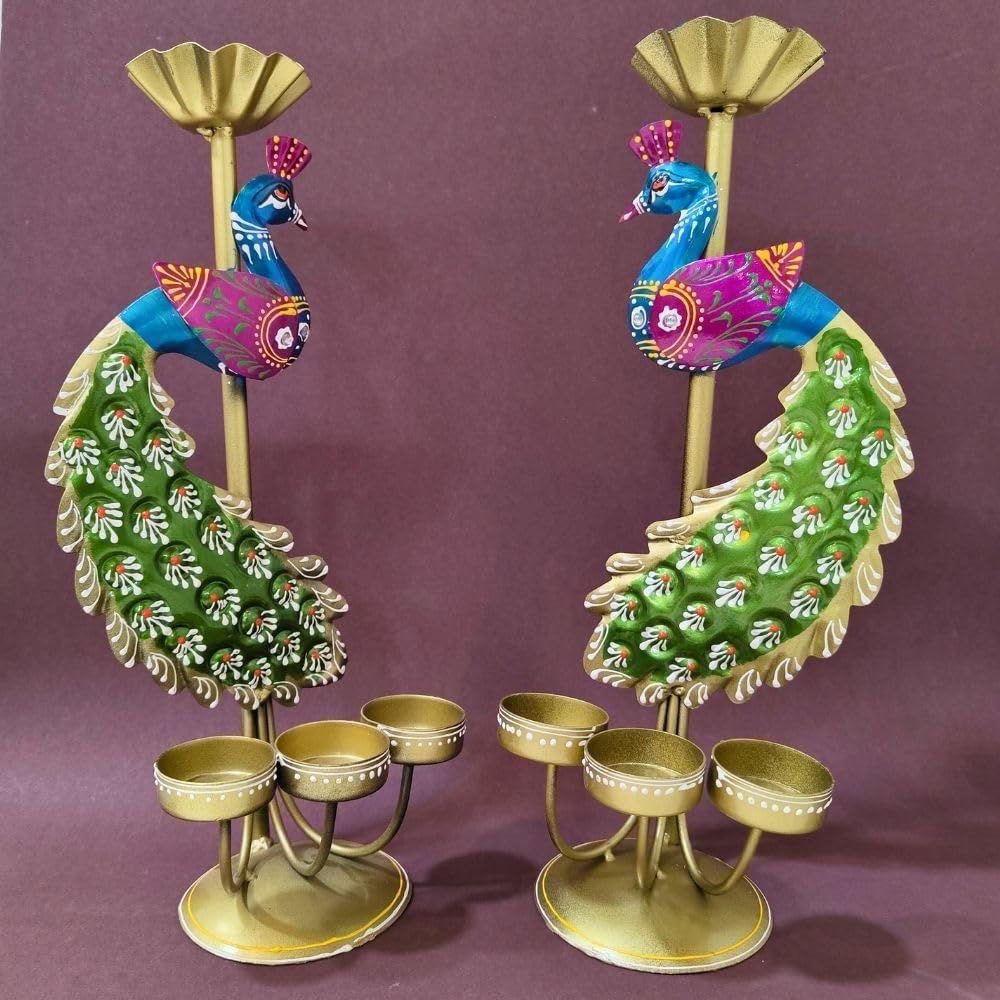 Elegant Metal Peacock Candle Holder - Perfect Home Decoration Diwali, Intricate Design Tealight Candle Holders for Home