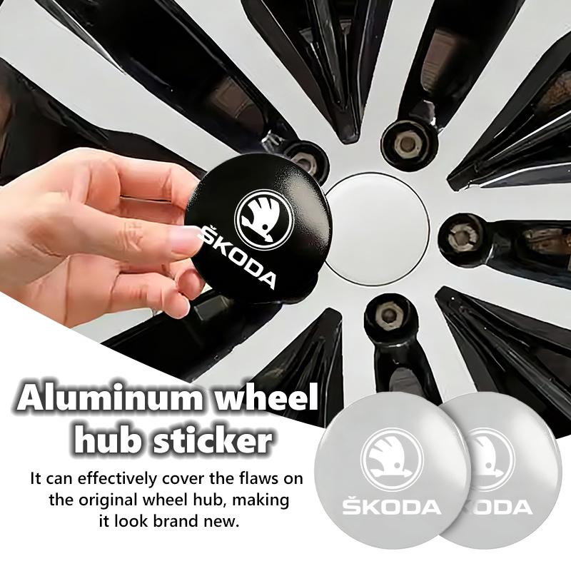 ZDVK6 4pcs 56mm Car Wheel Center Hub Cap Stickers Car Styling Accessories For Skoda Fabia 1 2 Octavia a7 RS Superb Rapid Yeti Karoq