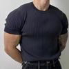 Мужская спортивная футболка трикотажная нить с круглым вырезом однотонная приталенная эластичная цветная пуловер с короткими рукавами для тренировок в тренажерном зале