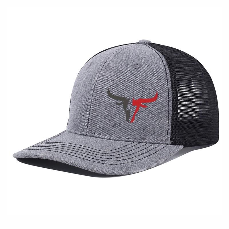 Unisex Printed Bull Mesh Baseball Cap Sun Protection Breathable Adjustable Hat Outdoor
